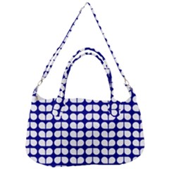 Blue And White Leaf Pattern Removal Strap Handbag by GardenOfOphir