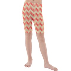 Modern Retro Chevron Patchwork Pattern Kids  Mid Length Swim Shorts