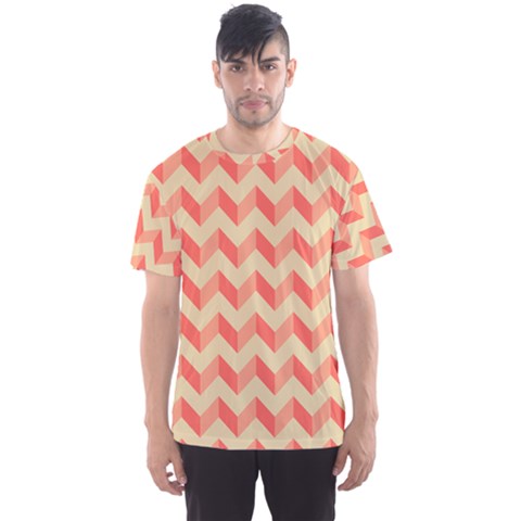 Modern Retro Chevron Patchwork Pattern Men s Sport Mesh Tee by GardenOfOphir