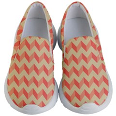 Modern Retro Chevron Patchwork Pattern Kids Lightweight Slip Ons by GardenOfOphir