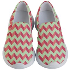 Modern Retro Chevron Patchwork Pattern Kids Lightweight Slip Ons by GardenOfOphir