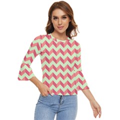 Modern Retro Chevron Patchwork Pattern Bell Sleeve Top