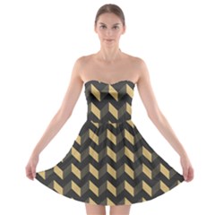 Modern Retro Chevron Patchwork Pattern Strapless Bra Top Dress by GardenOfOphir