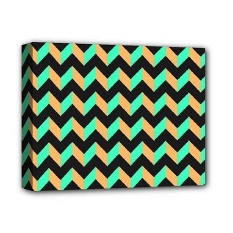 Modern Retro Chevron Patchwork Pattern Deluxe Canvas 14  X 11  (stretched) by GardenOfOphir