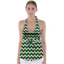 Modern Retro Chevron Patchwork Pattern Babydoll Tankini Top View1