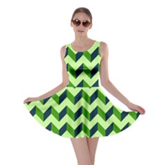 Modern Retro Chevron Patchwork Pattern Skater Dress by GardenOfOphir