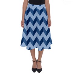 Modern Retro Chevron Patchwork Pattern Perfect Length Midi Skirt