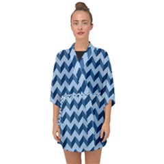 Modern Retro Chevron Patchwork Pattern Half Sleeve Chiffon Kimono