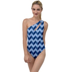 Modern Retro Chevron Patchwork Pattern To One Side Swimsuit