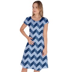 Modern Retro Chevron Patchwork Pattern Classic Short Sleeve Dress