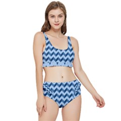 Modern Retro Chevron Patchwork Pattern Frilly Bikini Set