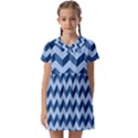 Modern Retro Chevron Patchwork Pattern Kids  Asymmetric Collar Dress View1