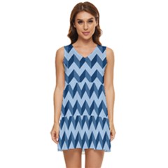 Modern Retro Chevron Patchwork Pattern Tiered Sleeveless Mini Dress