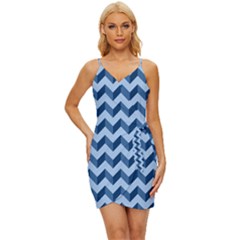 Modern Retro Chevron Patchwork Pattern Wrap Tie Front Dress