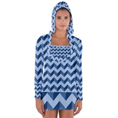 Modern Retro Chevron Patchwork Pattern Long Sleeve Hooded T-shirt by GardenOfOphir