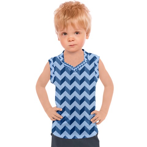 Modern Retro Chevron Patchwork Pattern Kids  Sport Tank Top by GardenOfOphir