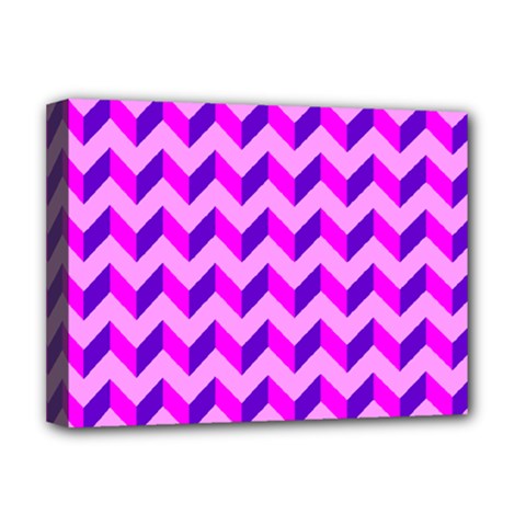 Modern Retro Chevron Patchwork Pattern Deluxe Canvas 16  x 12  (Stretched) 