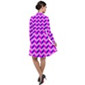 Modern Retro Chevron Patchwork Pattern Long Sleeve Chiffon Shirt Dress View2