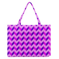 Modern Retro Chevron Patchwork Pattern Zipper Medium Tote Bag