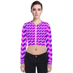 Modern Retro Chevron Patchwork Pattern Long Sleeve Zip Up Bomber Jacket