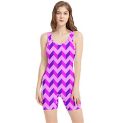 Modern Retro Chevron Patchwork Pattern Women s Wrestling Singlet