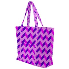 Modern Retro Chevron Patchwork Pattern Zip Up Canvas Bag