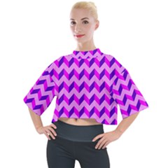 Modern Retro Chevron Patchwork Pattern Mock Neck Tee