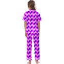 Modern Retro Chevron Patchwork Pattern Kids  Satin Short Sleeve Pajamas Set View2