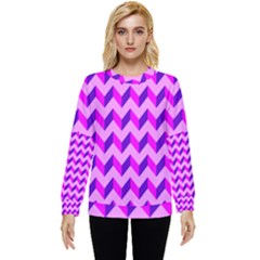 Modern Retro Chevron Patchwork Pattern Hidden Pocket Sweatshirt