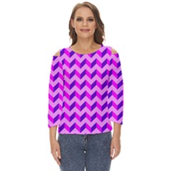 Modern Retro Chevron Patchwork Pattern Cut Out Wide Sleeve Top