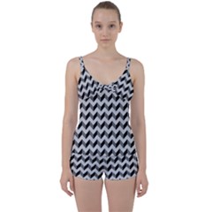 Modern Retro Chevron Patchwork Pattern Tie Front Two Piece Tankini