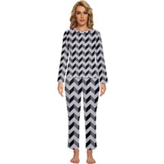 Modern Retro Chevron Patchwork Pattern Womens  Long Sleeve Lightweight Pajamas Set