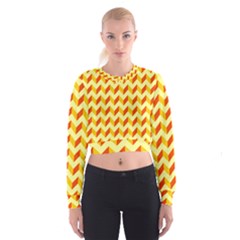 Modern Retro Chevron Patchwork Pattern Cropped Sweatshirt