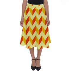 Modern Retro Chevron Patchwork Pattern Perfect Length Midi Skirt