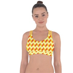 Modern Retro Chevron Patchwork Pattern Cross String Back Sports Bra