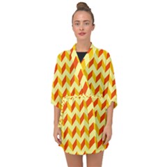 Modern Retro Chevron Patchwork Pattern Half Sleeve Chiffon Kimono