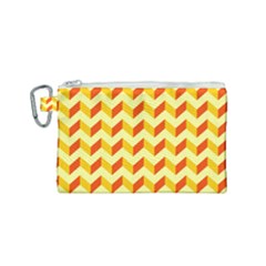 Modern Retro Chevron Patchwork Pattern Canvas Cosmetic Bag (Small)