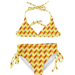 Modern Retro Chevron Patchwork Pattern Kids  Classic Bikini Set