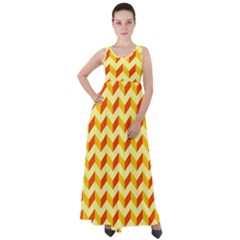 Modern Retro Chevron Patchwork Pattern Empire Waist Velour Maxi Dress