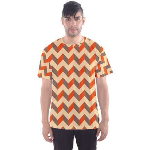 Modern Retro Chevron Patchwork Pattern Men s Sport Mesh Tee by GardenOfOphir