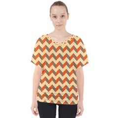 Modern Retro Chevron Patchwork Pattern V-neck Dolman Drape Top by GardenOfOphir