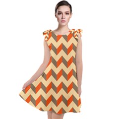 Modern Retro Chevron Patchwork Pattern Tie Up Tunic Dress by GardenOfOphir