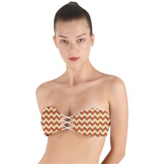 Modern Retro Chevron Patchwork Pattern Twist Bandeau Bikini Top by GardenOfOphir