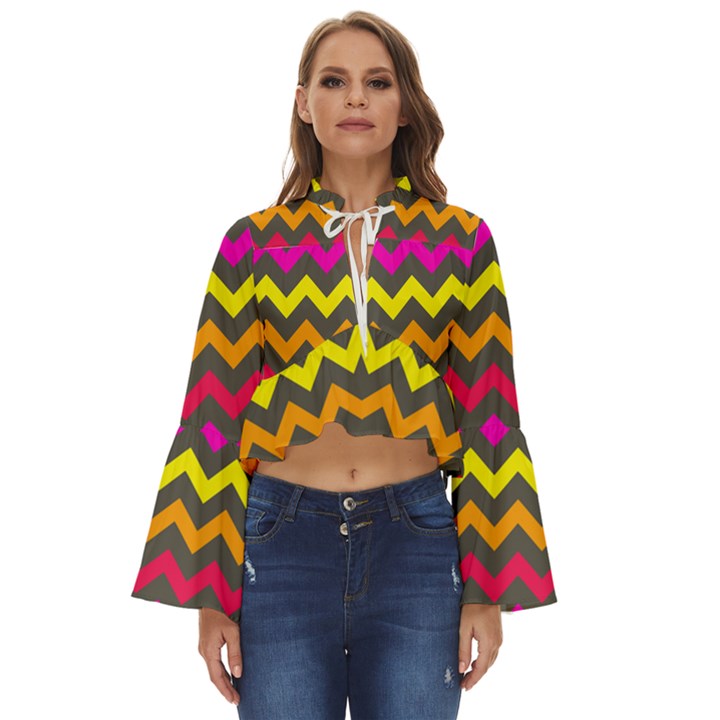 Chevron Pattern Gifts Boho Long Bell Sleeve Top