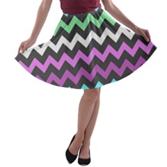 Chevron Pattern Gifts A-line Skater Skirt by GardenOfOphir