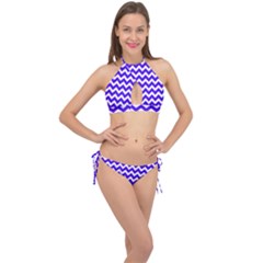 Chevron Pattern Gifts Cross Front Halter Bikini Set by GardenOfOphir