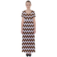 Chevron Pattern Gifts High Waist Short Sleeve Maxi Dress