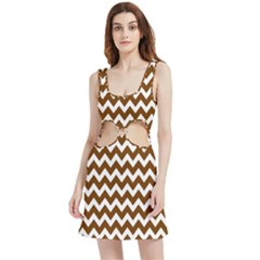 Chevron Pattern Gifts Velour Cutout Dress