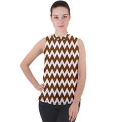 Chevron Pattern Gifts Mock Neck Chiffon Sleeveless Top