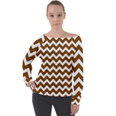 Chevron Pattern Gifts Off Shoulder Long Sleeve Velour Top